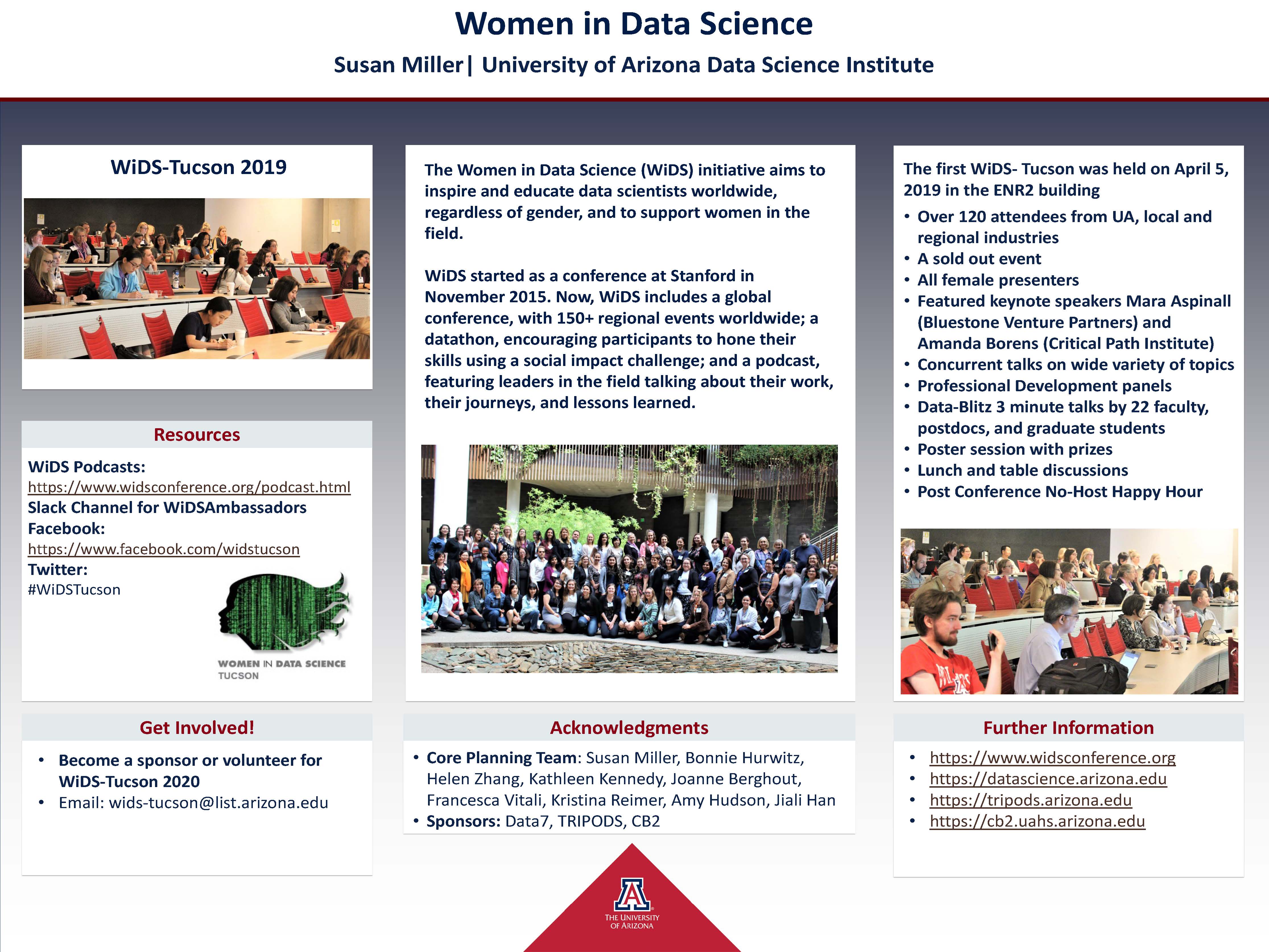 Academic poster style presentation of WiDS Global and WiDS Tucson 2019